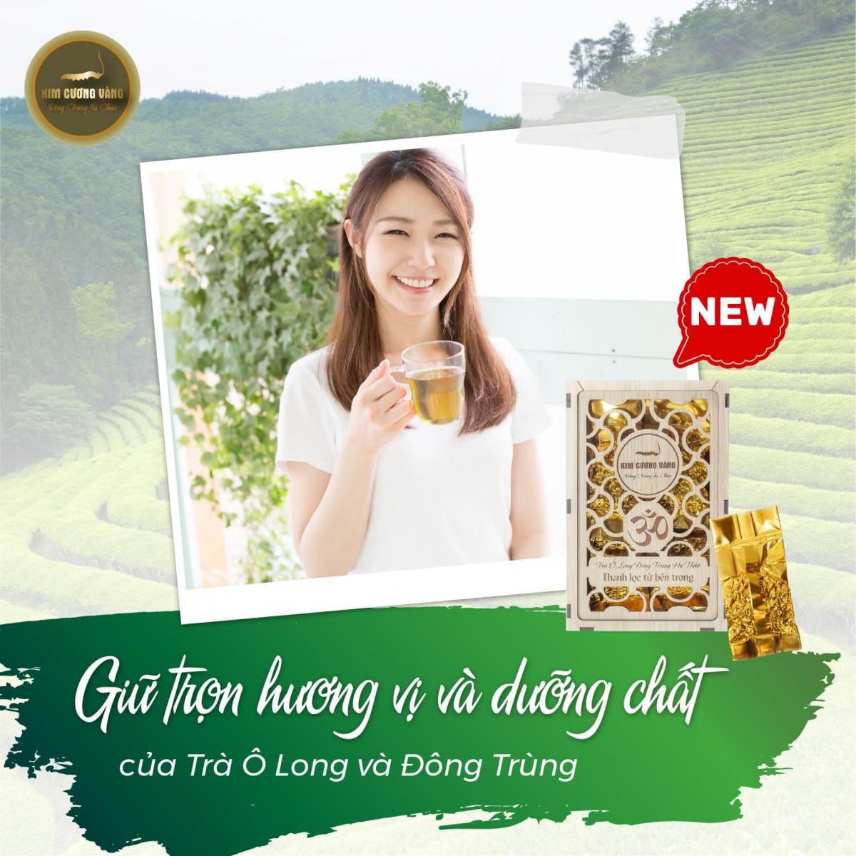 trà Ô Long và Đông trùng hạ thảo của Dược Thảo Kim Cương Vàng