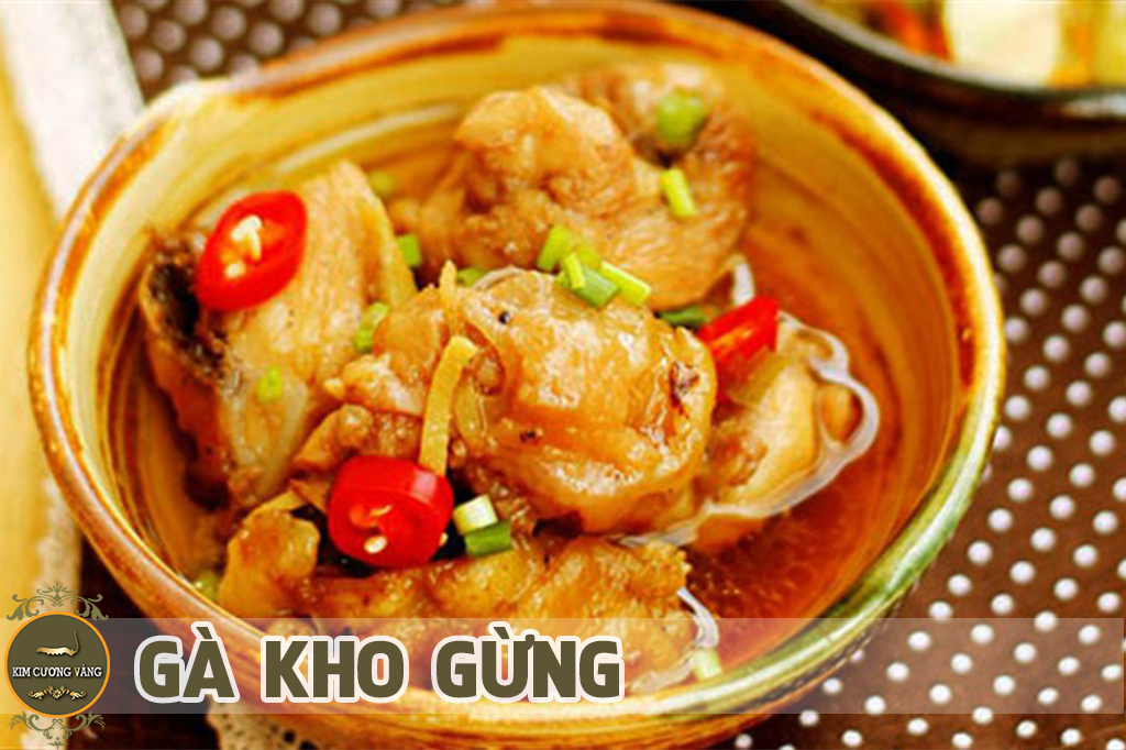 gà kho gứng - đông trùng  kim cương vàng